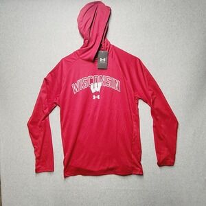 Wisconsin Badgers Men's Size Medium Red Under Armour Pullover with‎ Hood UA Logo